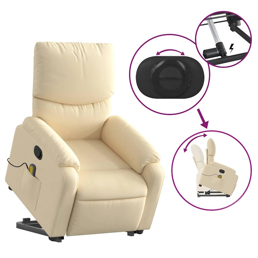Foto 8 pulgar | Sillón Reclinable Para Masajes Vidaxl  Tejido Crema  Power Lift - Venta Internacional.
