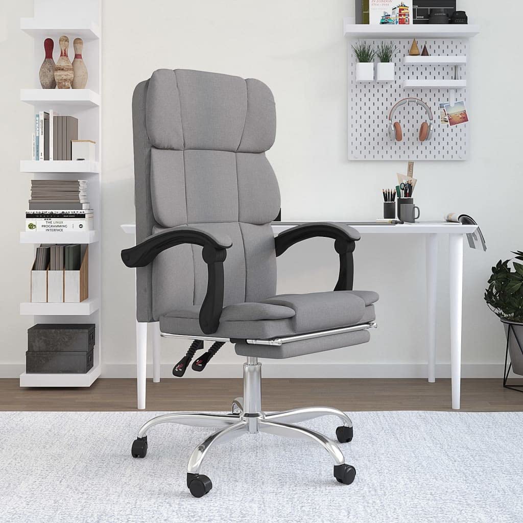 Foto 3 pulgar | Silla Vidaxl  Escritorio Reclinable Con Ruedas  Giratoria De 360°  Gris Claro - Venta Internacional.
