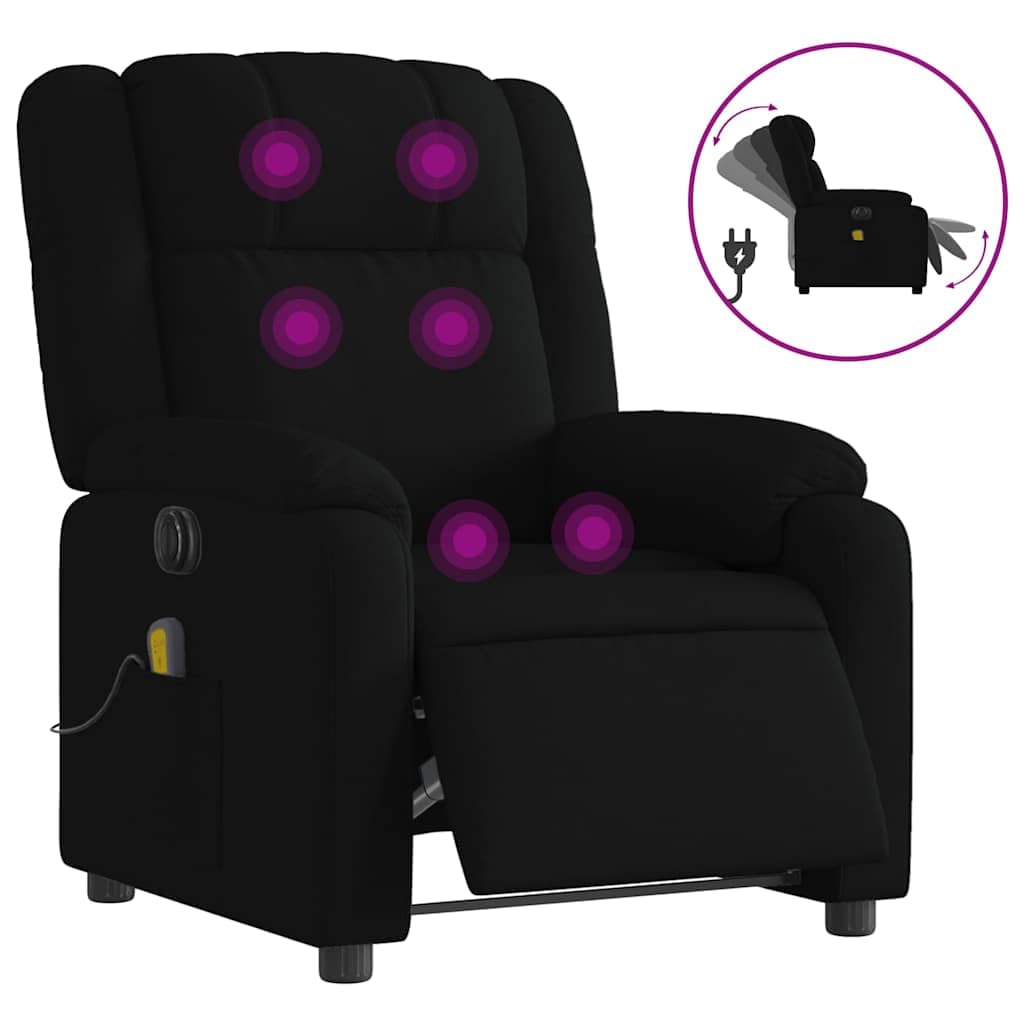 Foto 3 | Sillón Reclinable Eléctrico Para Masajes Vidaxl  Tela Negra - Venta Internacional.