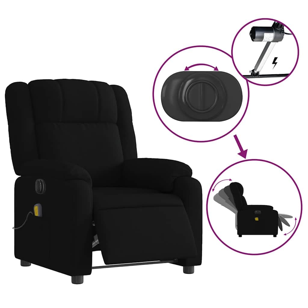 Foto 8 pulgar | Sillón Reclinable Eléctrico Para Masajes Vidaxl  Tela Negra - Venta Internacional.