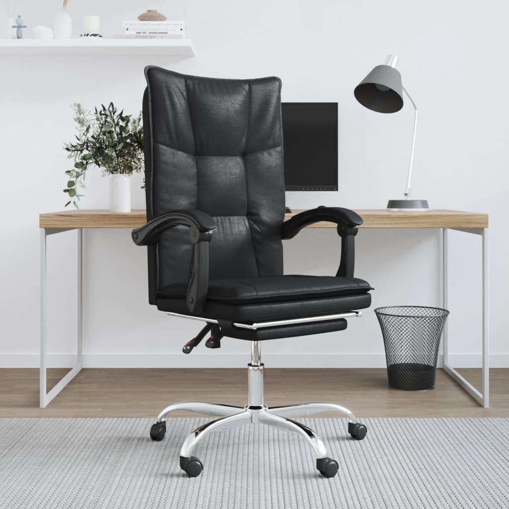 Foto 3 pulgar | Silla Vidaxl  Escritorio Reclinable Con Ruedas  Giratoria 360°  Piel Negra - Venta Internacional.