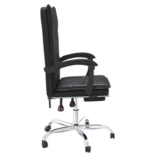Foto 5 | Silla Vidaxl Escritorio Reclinable Con Ruedas Giratoria 360° Piel Negra - Venta Internacional.