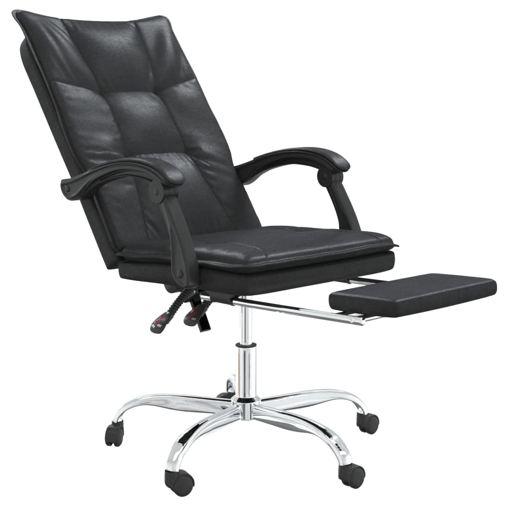 Foto 8 pulgar | Silla Vidaxl  Escritorio Reclinable Con Ruedas  Giratoria 360°  Piel Negra - Venta Internacional.