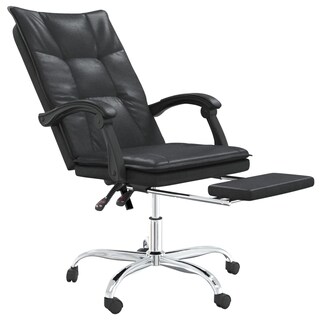 Foto 7 | Silla Vidaxl Escritorio Reclinable Con Ruedas Giratoria 360° Piel Negra - Venta Internacional.