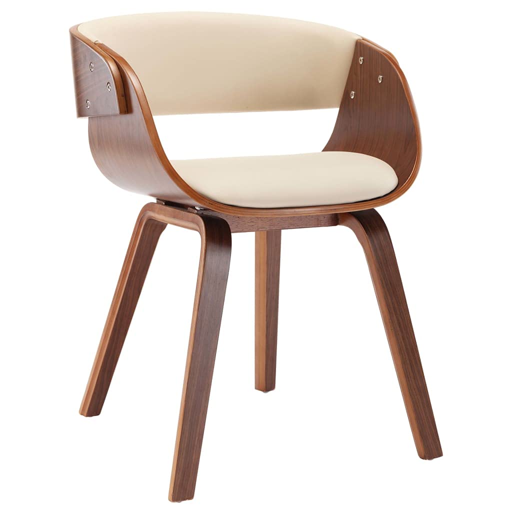 Foto 2 pulgar | Silla De Comedor Vidaxl  Color Crema  Madera Curvada Y Piel Sintética - Venta Internacional.