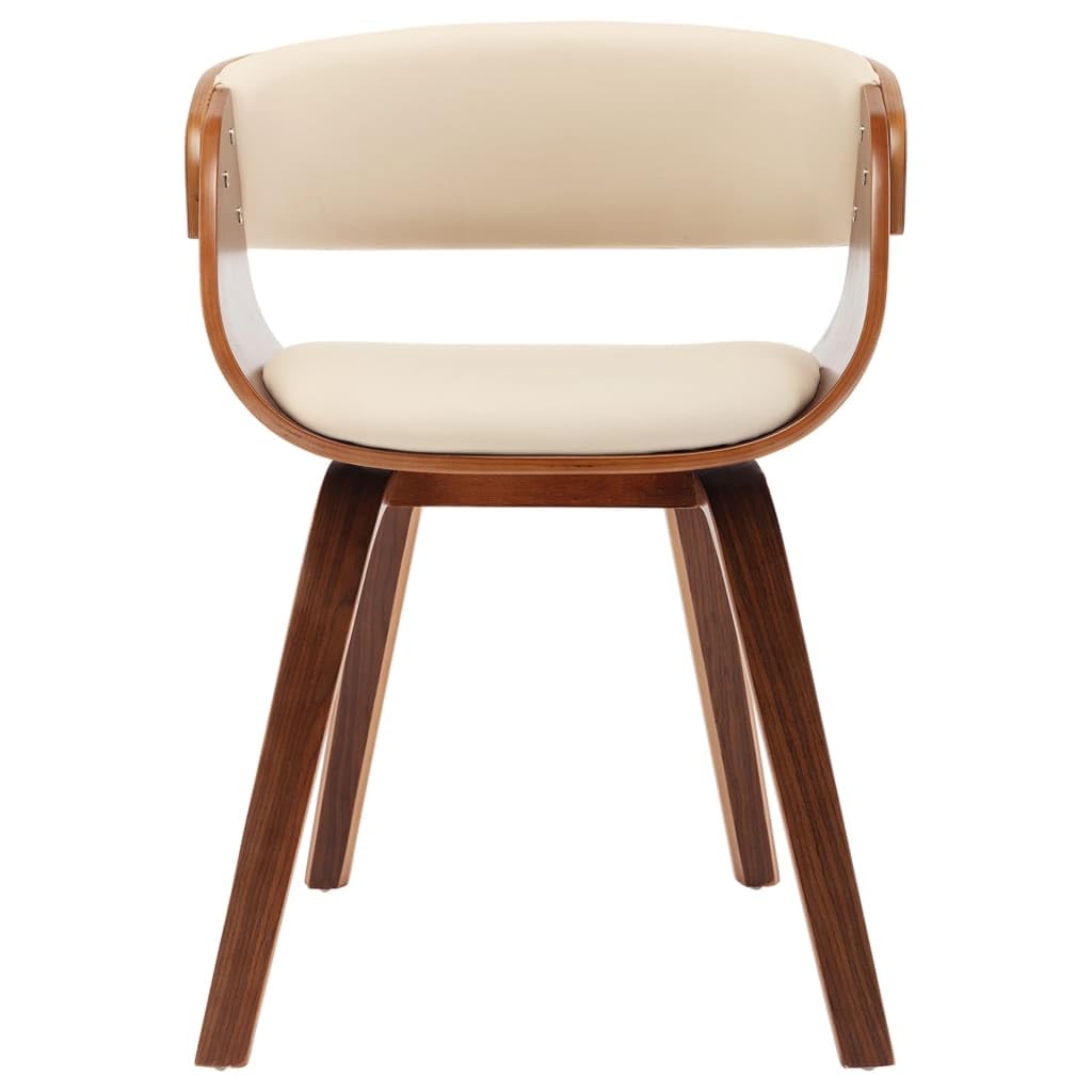 Foto 5 pulgar | Silla De Comedor Vidaxl  Color Crema  Madera Curvada Y Piel Sintética - Venta Internacional.
