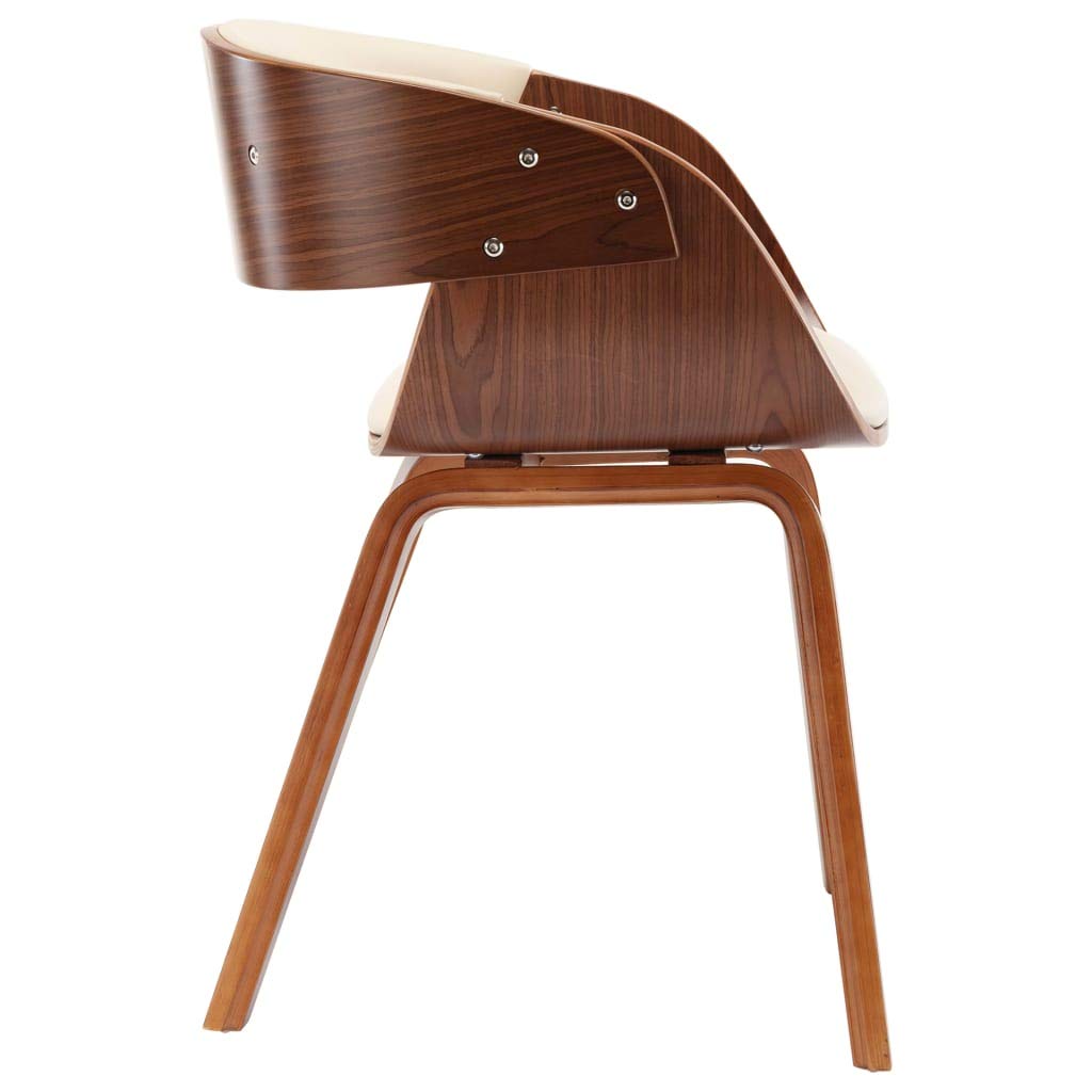 Foto 6 pulgar | Silla De Comedor Vidaxl  Color Crema  Madera Curvada Y Piel Sintética - Venta Internacional.