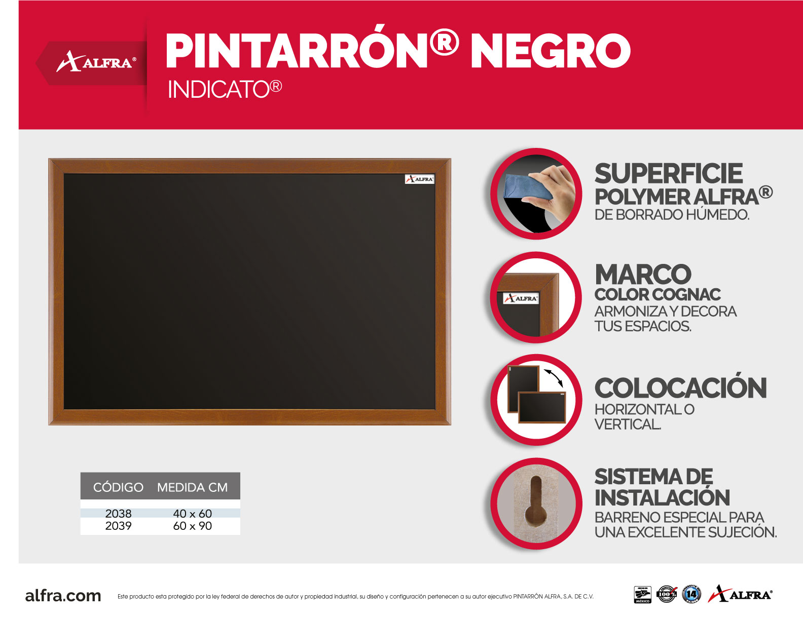 Foto 3 | Pizarra Pintarrón Negro Indicato Plumón Tisa Alfra 60x90 Cm