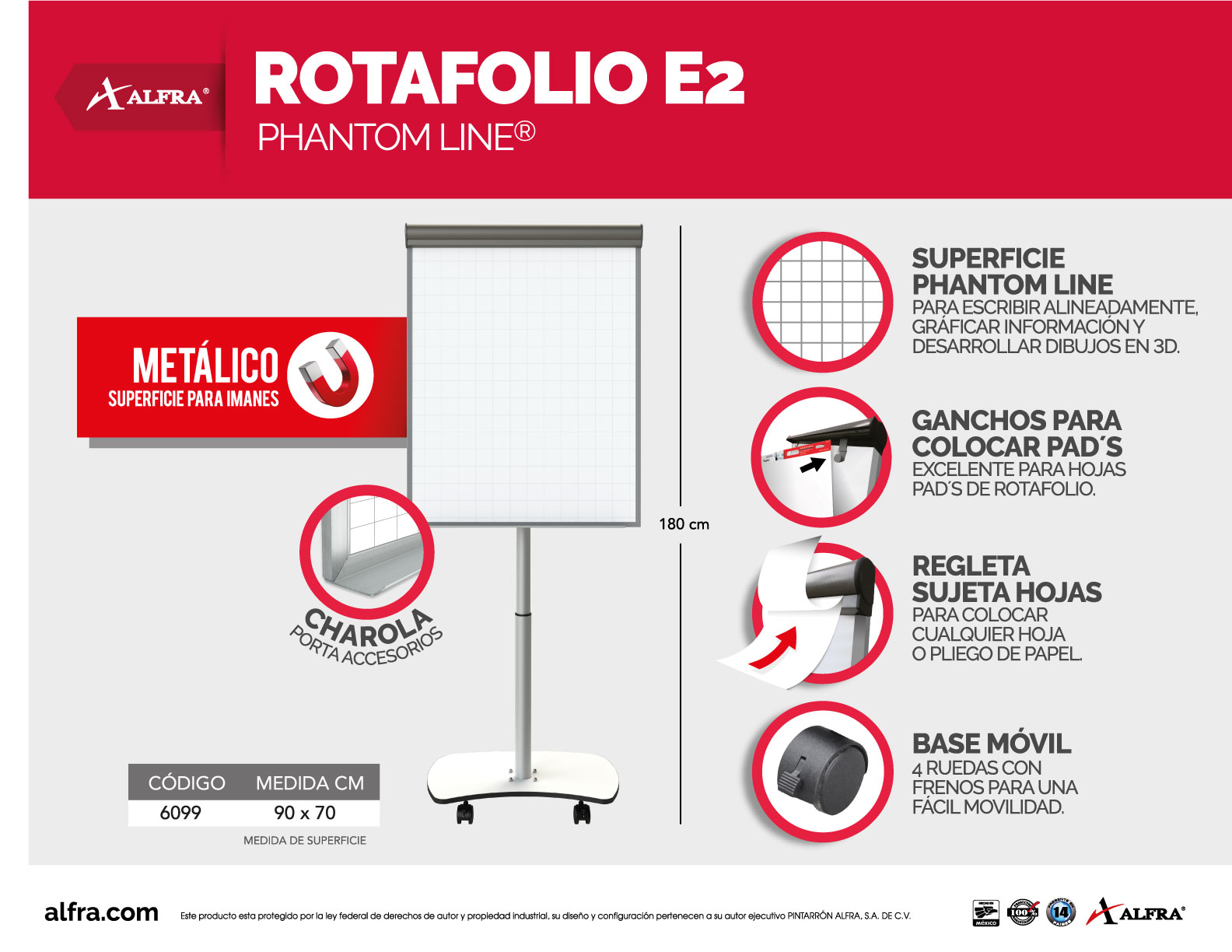 Foto 5 | Rotafolio Alfra Phanton Line color Blanco 90 x 70 cm