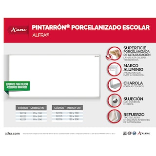 Foto 3 | Pizarra Pintarrón Alfra Metálico Porcelanizado 120x180 Cm