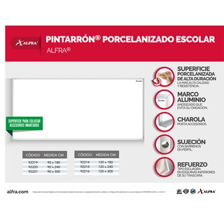 Foto 4 | Pizarra Pintarrón Porcelanizado Universitario Metálico Imantado Alfra 120x450 Cm