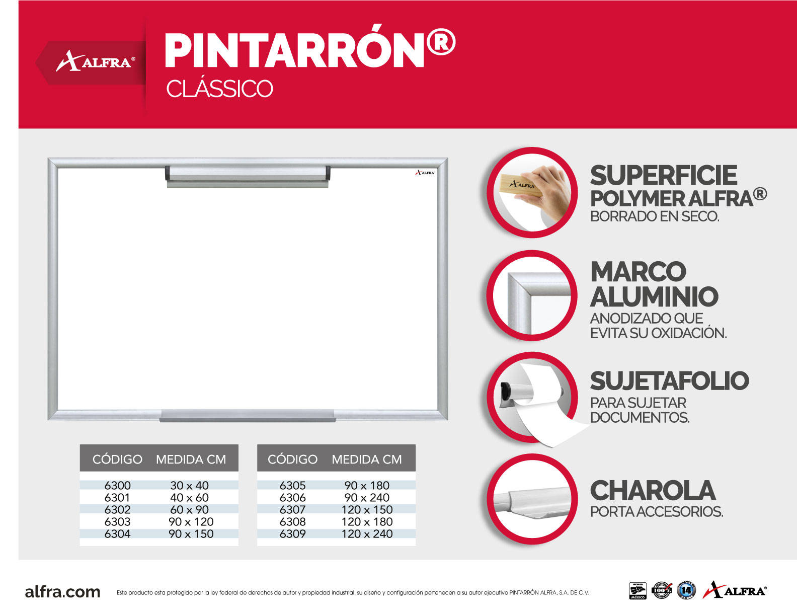 Foto 4 pulgar | Pizarra Pintarrón Alfra Clássico Blanco 60 X 90 CM