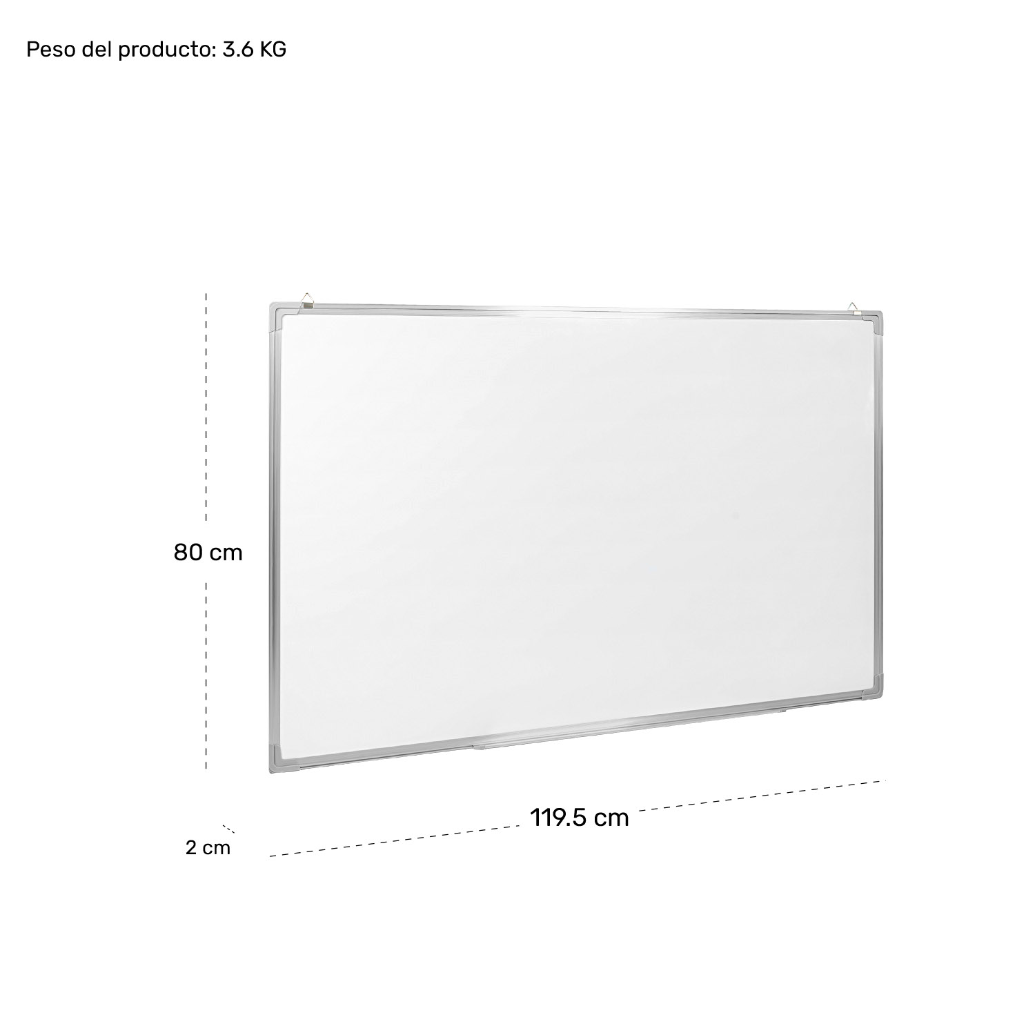 Foto 6 | Pizarrón Blanco Escolar 120x80cm Marcadores Borrador Imanes