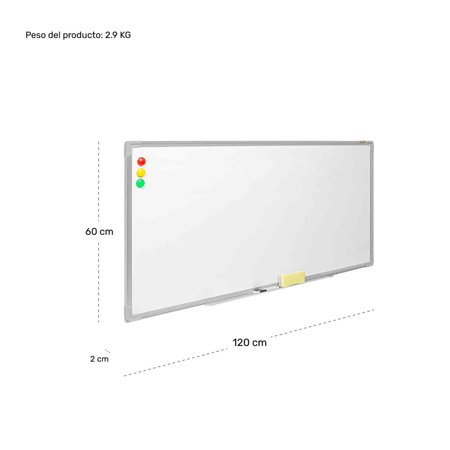 Foto 7 pulgar | Pizarron Blanco Escolar 120x60cm Marcadores Borrador Imanes