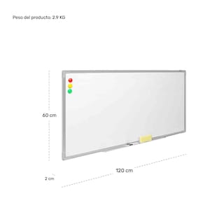 Foto 6 | Pizarron Blanco Escolar 120x60cm Marcadores Borrador Imanes