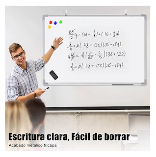 Foto 3 | Pizarrón Magnética + Panel De Tiza Para Escritura 45 X 60 Blanco