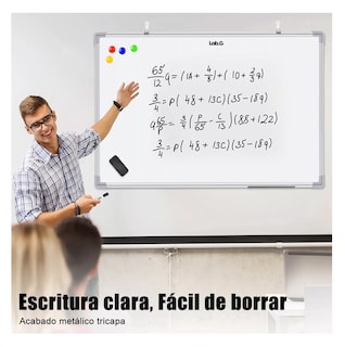 Foto 3 | Pizarrón Magnética + Panel De Tiza Para Escritura 45 X 60 Blanco