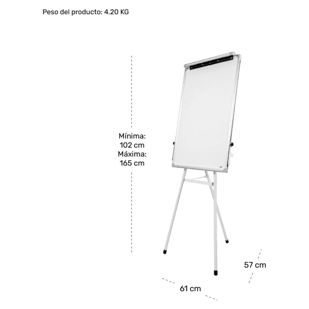 Foto 4 pulgar | Pizarron Blanco 90x60cm Caballete Tripie Altura Ajustable Eo Safe Imports Esi-19063 Negro