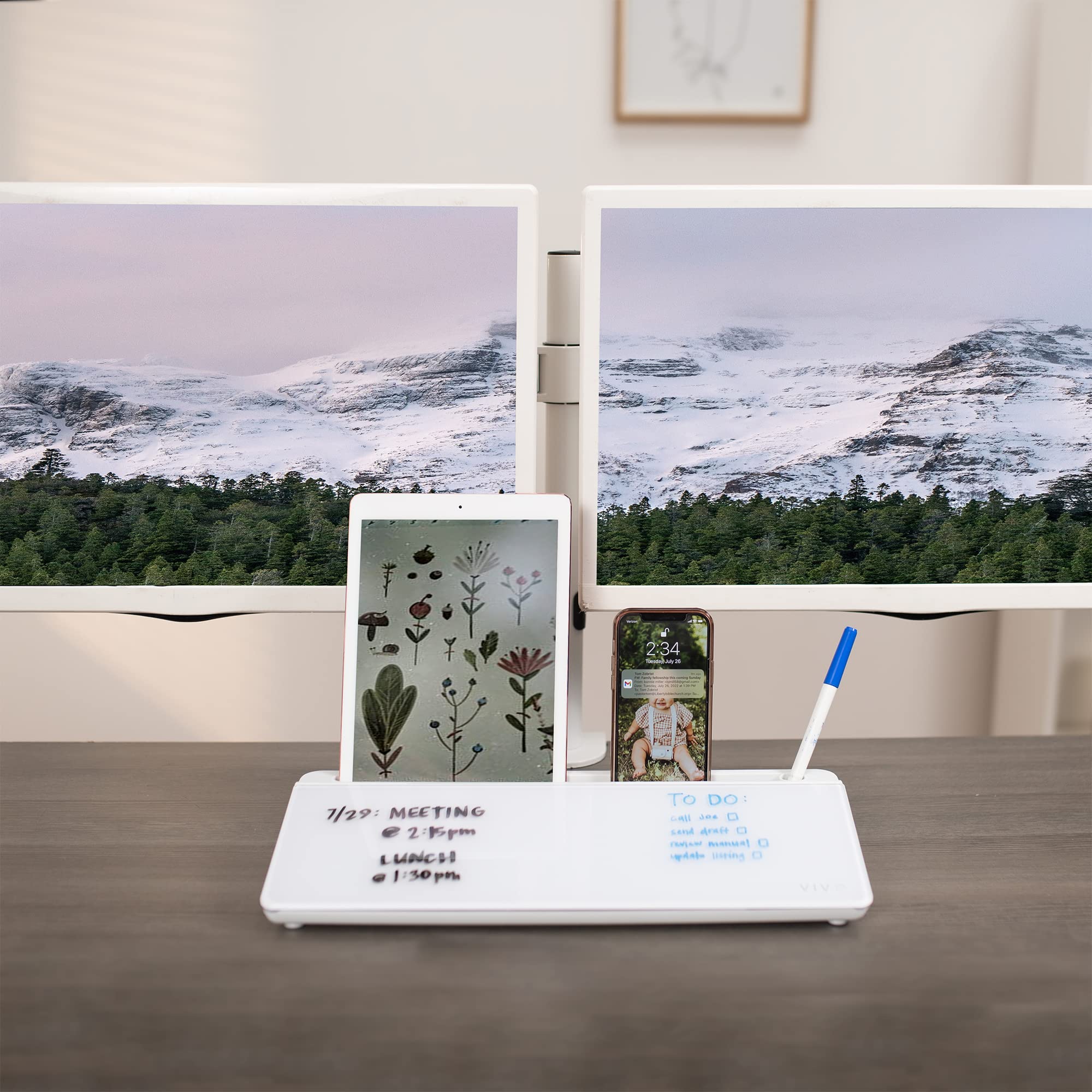 Foto 7 | Pizarra Blanca De Escritorio Vivo Glass Con Almacenamiento 40,1x17,8 Cm - Venta Internacional.