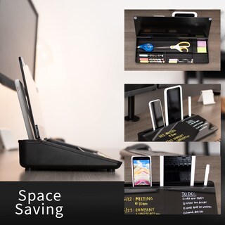 Foto 6 | Pizarra Blanca De Escritorio Vivo Glass Desk-wb16b Con Almacenamiento Negro - Venta Internacional.