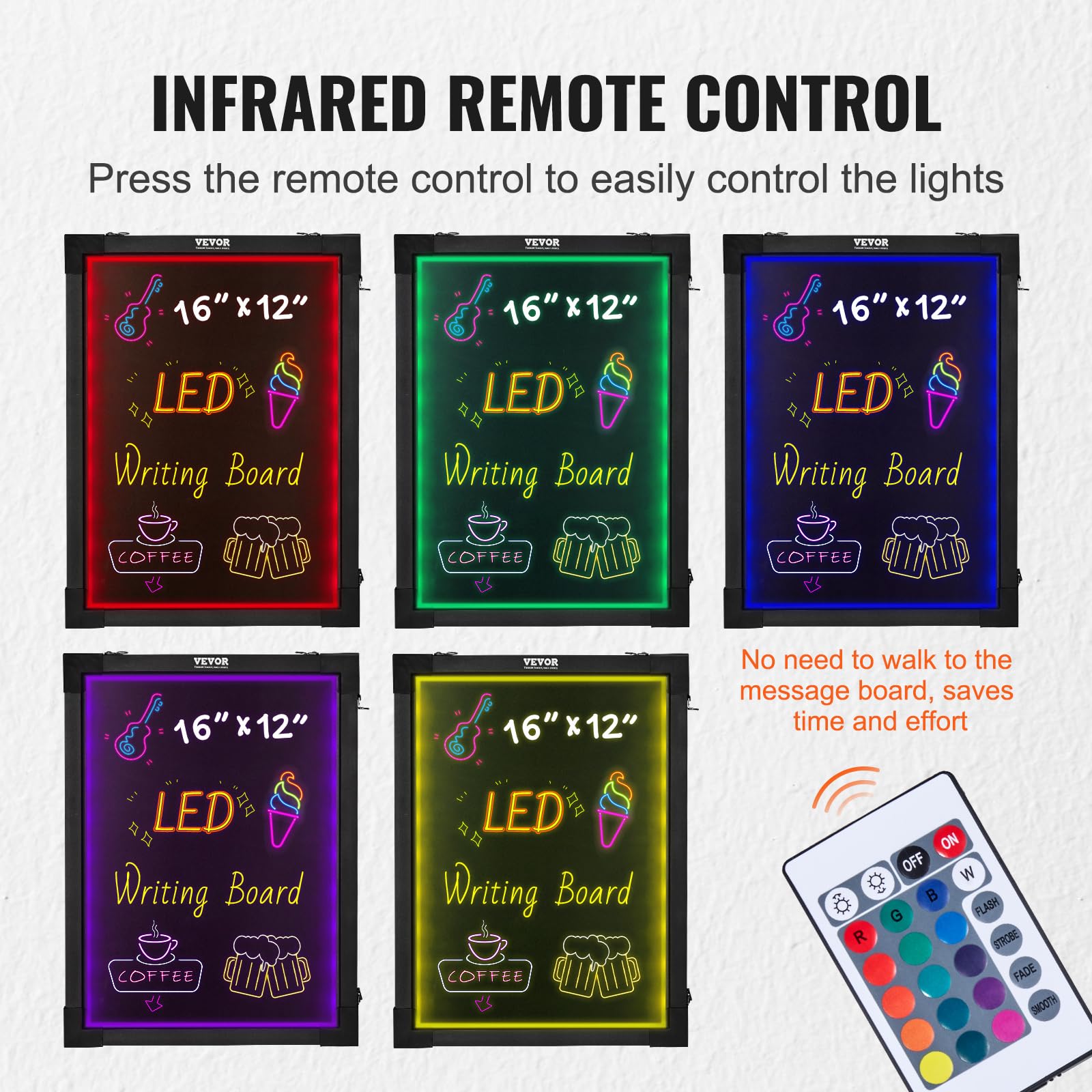 Foto 4 | Pizarra Led Para Escribir Mensajes Vevor 16 X 12 Con 8 Bolígrafos Fluorescentes - Venta Internacional.
