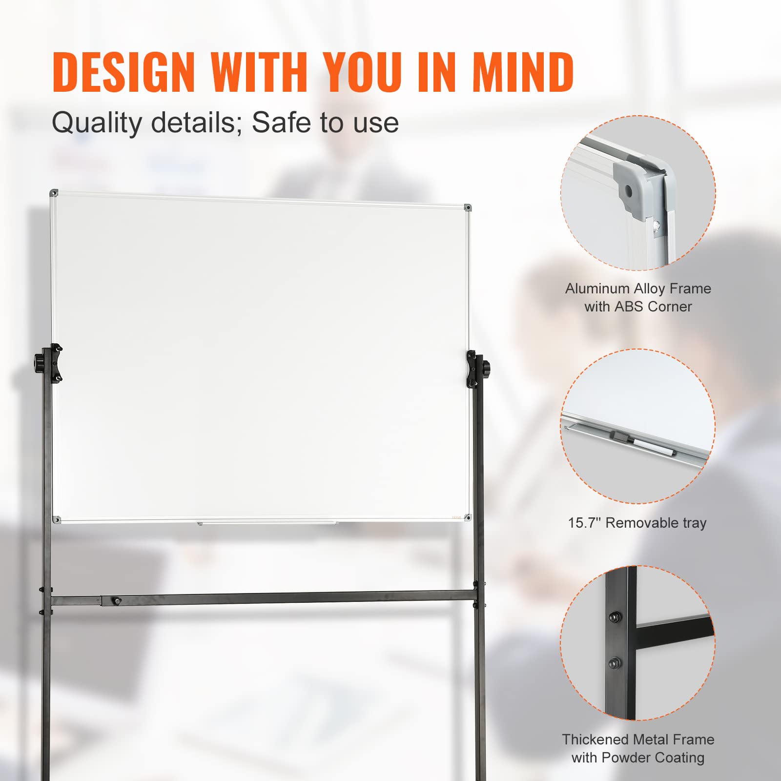 Foto 6 | Pizarra Blanca Enrollable Vevor Magnética De Doble Cara 120 X 90 Cm - Venta Internacional.