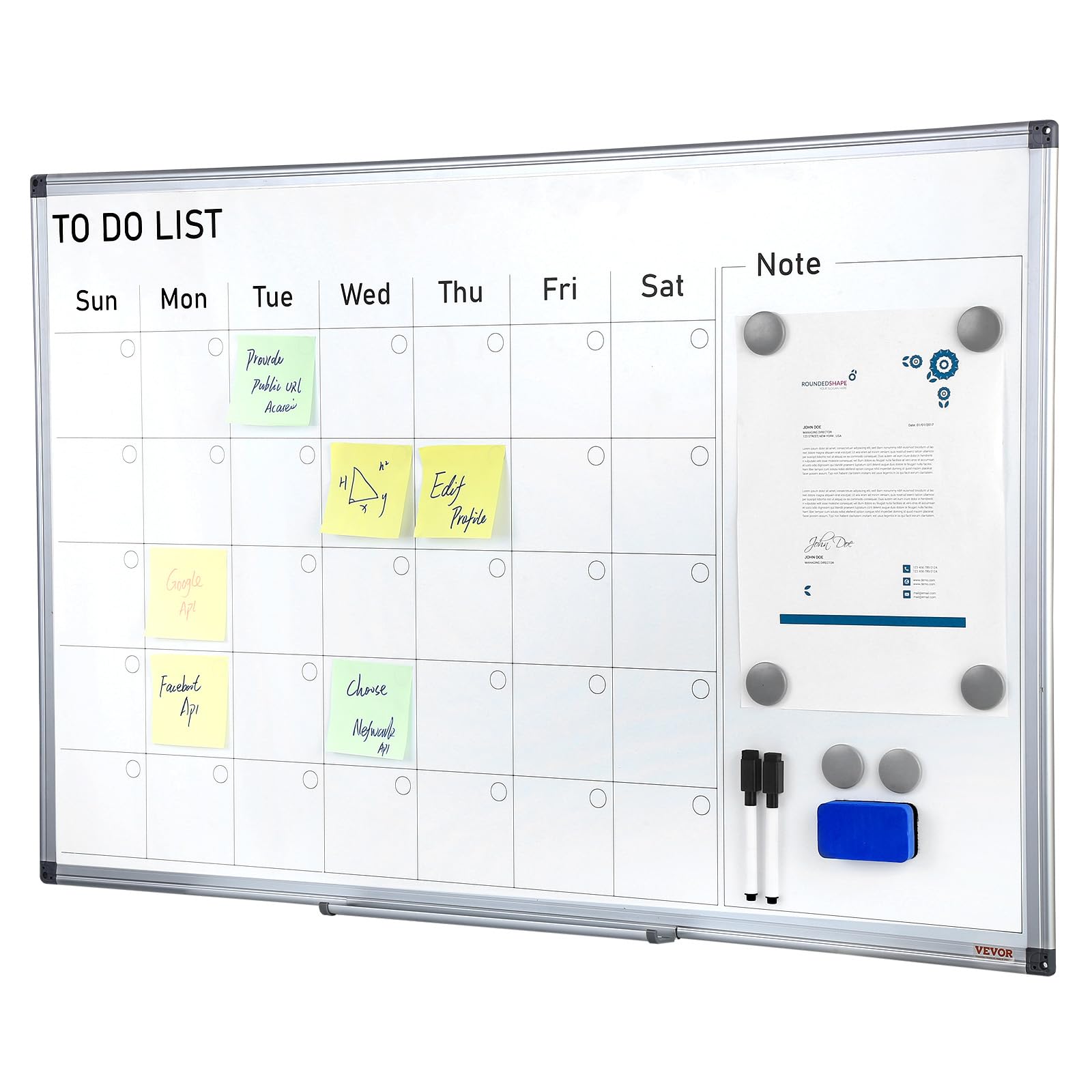Foto 1 | Calendario De Borrado En Seco Vevor De 36 X 24 Cm Con 1 Goma De Borrar Magnética - Venta Internacional.