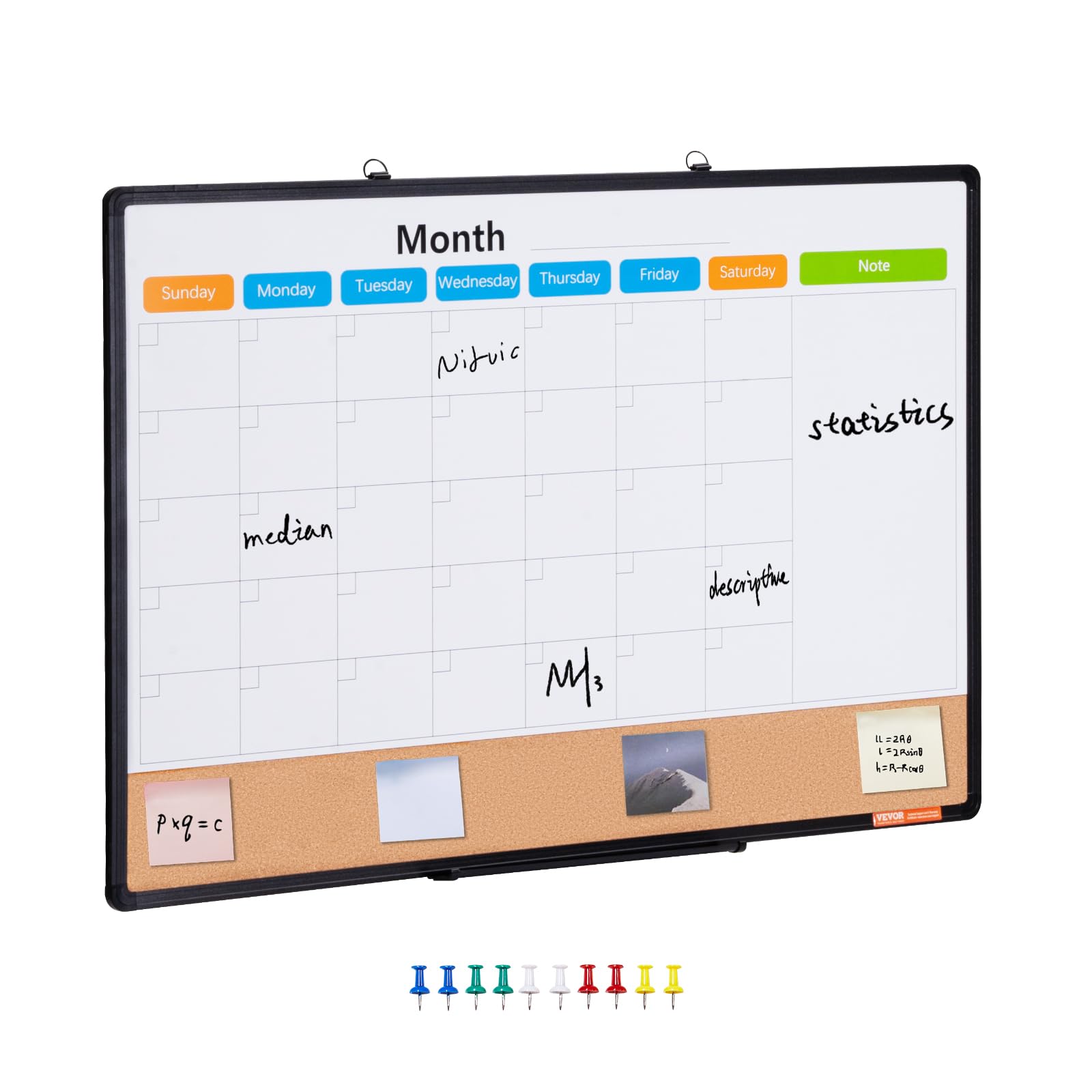 Foto 2 pulgar | Calendario Mensual Combinado De Pizarra Blanca Y Pizarra De Corcho Vevor 36 X 24 - Venta Internacional.