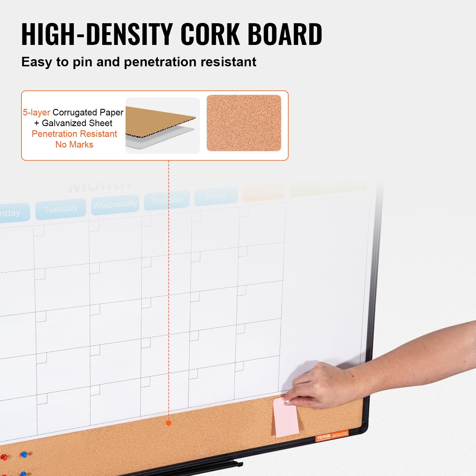 Foto 4 | Calendario Mensual Combinado De Pizarra Blanca Y Pizarra De Corcho Vevor 36 X 24 - Venta Internacional.