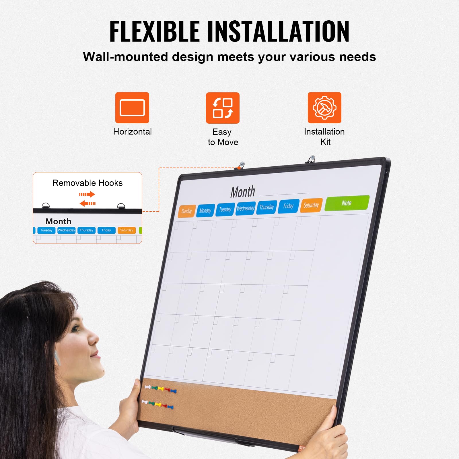 Foto 6 pulgar | Calendario Mensual Combinado De Pizarra Blanca Y Pizarra De Corcho Vevor 36 X 24 - Venta Internacional.