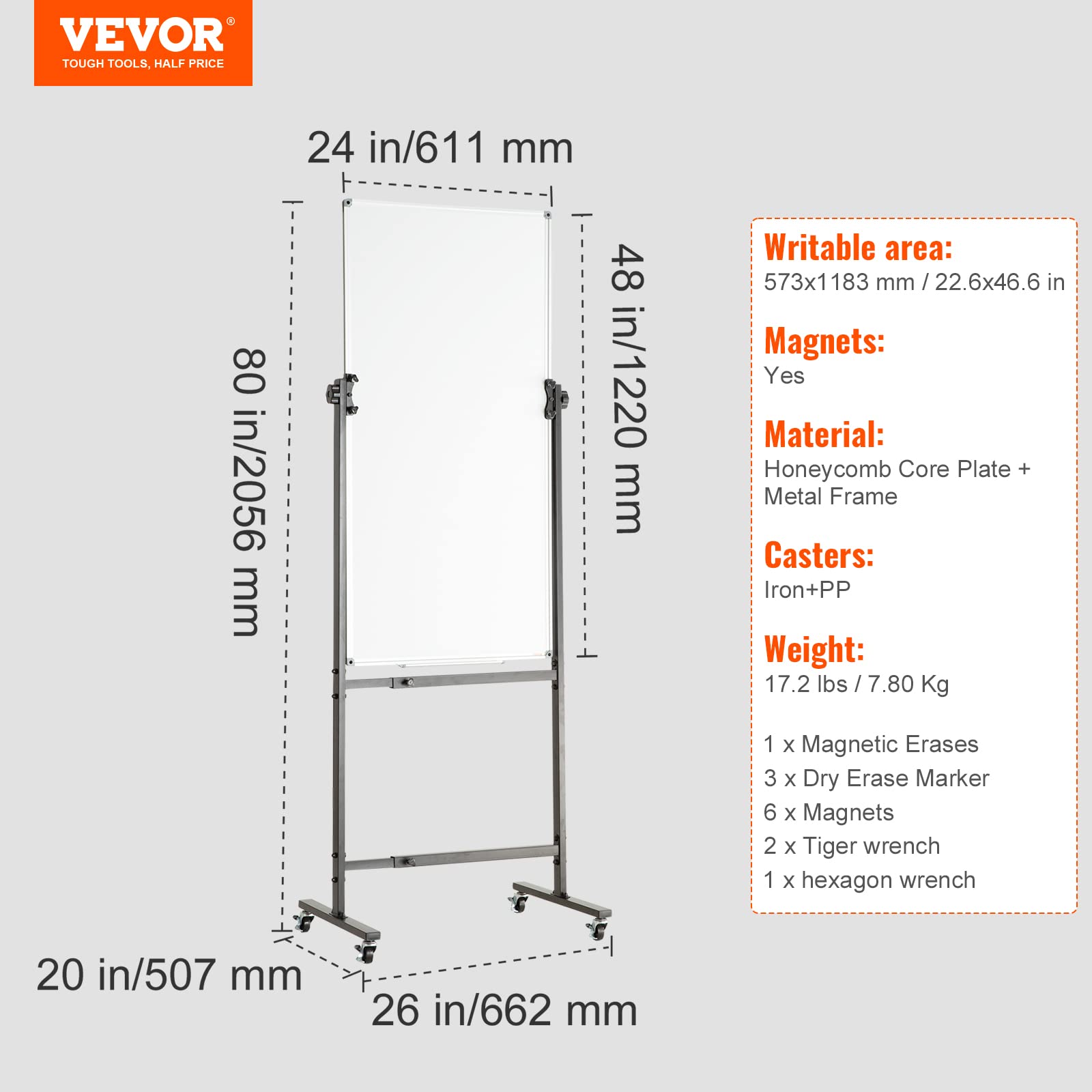 Foto 8 pulgar | Pizarra Magnética Enrollable Vevor, 24 X 48 Cm, Doble Cara - Venta Internacional.