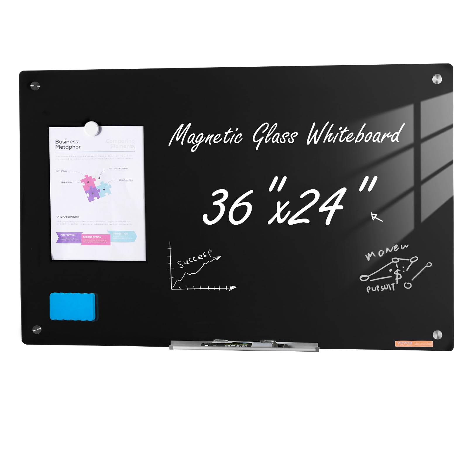 Foto 1 | Pizarra Magnética De Cristal Vevor 36 X 24 Cm Con Accesorios - Venta Internacional.
