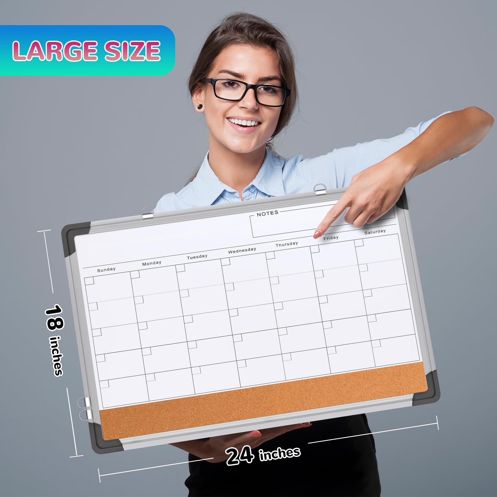 Foto 5 pulgar | Pizarra Blanca Con Calendario Mensual, Borrado En Seco, 24 X 18 Cm - Venta Internacional.