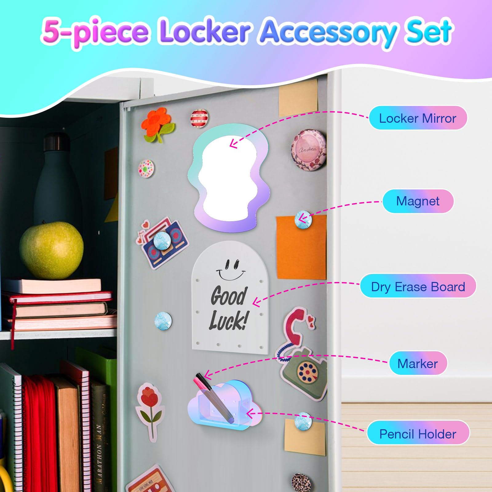 Foto 2 | Set De Accesorios Para Casilleros Moko 5 En 1 Con Tablero Acrílico Magnético - Venta Internacional.