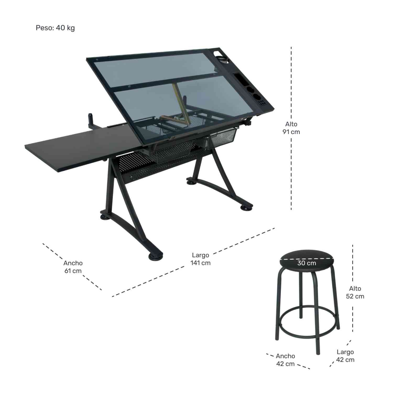 Foto 4 pulgar | Restirador Profesional con Banco Rack & Pack 90 x 60 cm