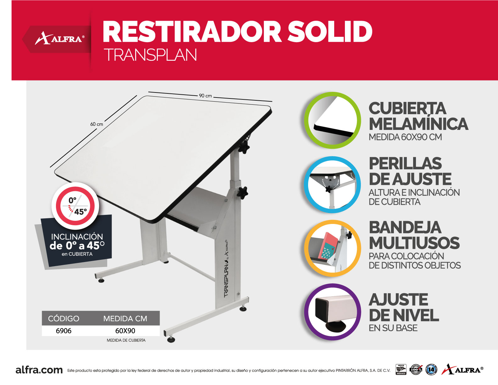 Foto 5 pulgar | Restirador Alfra Solid color Blanco