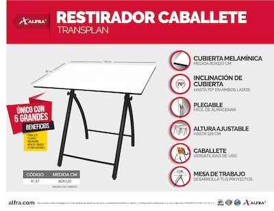 Foto 5 | Restirador ''Y'' Alfra Transplant Blanco 80x120 cm