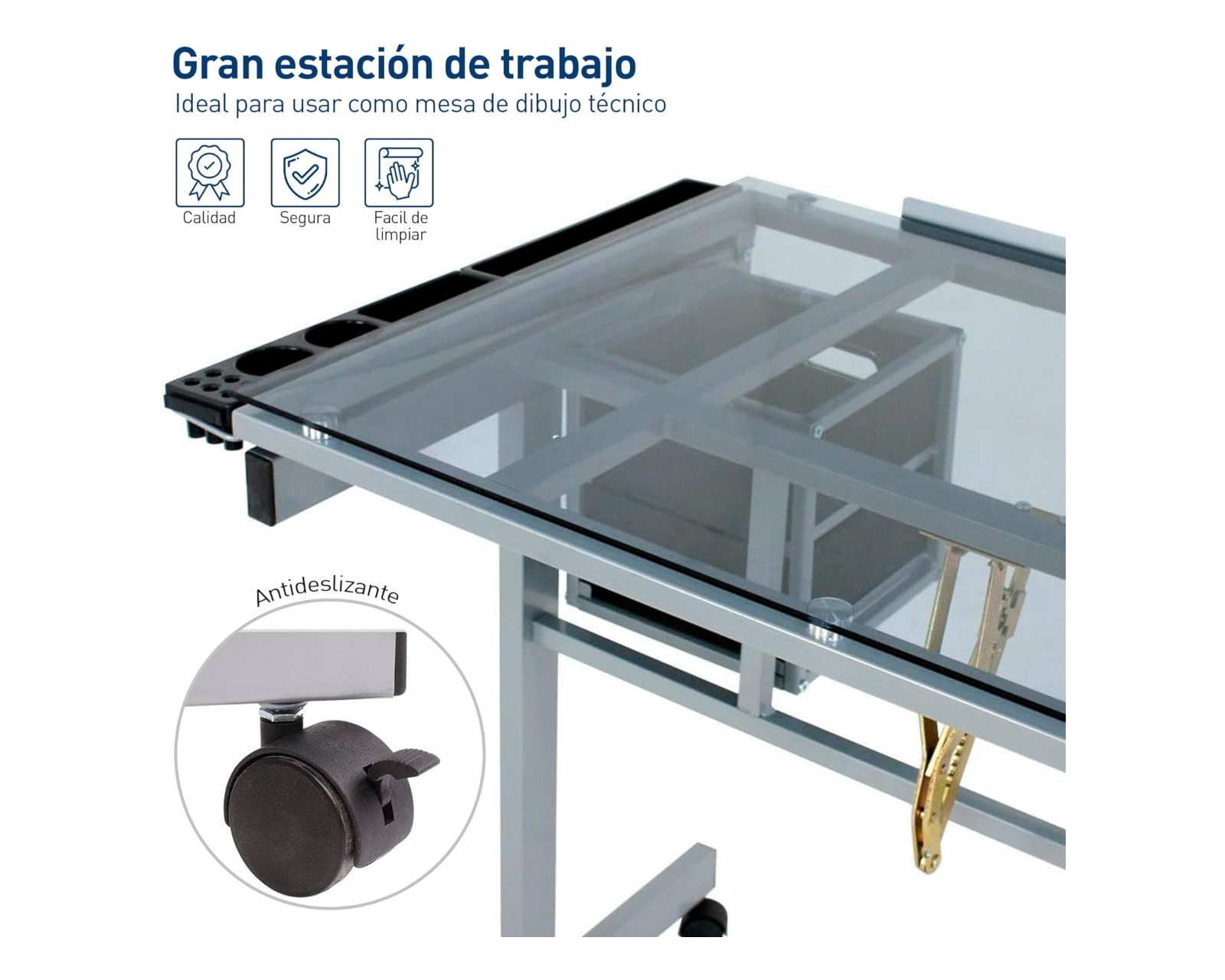 Foto 6 pulgar | Mesa de Dibujo Profesional con Cristal Templado y Organización Impecable