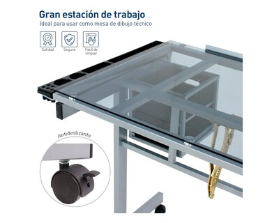 Foto 5 | Mesa de Dibujo Profesional con Cristal Templado y Organización Impecable