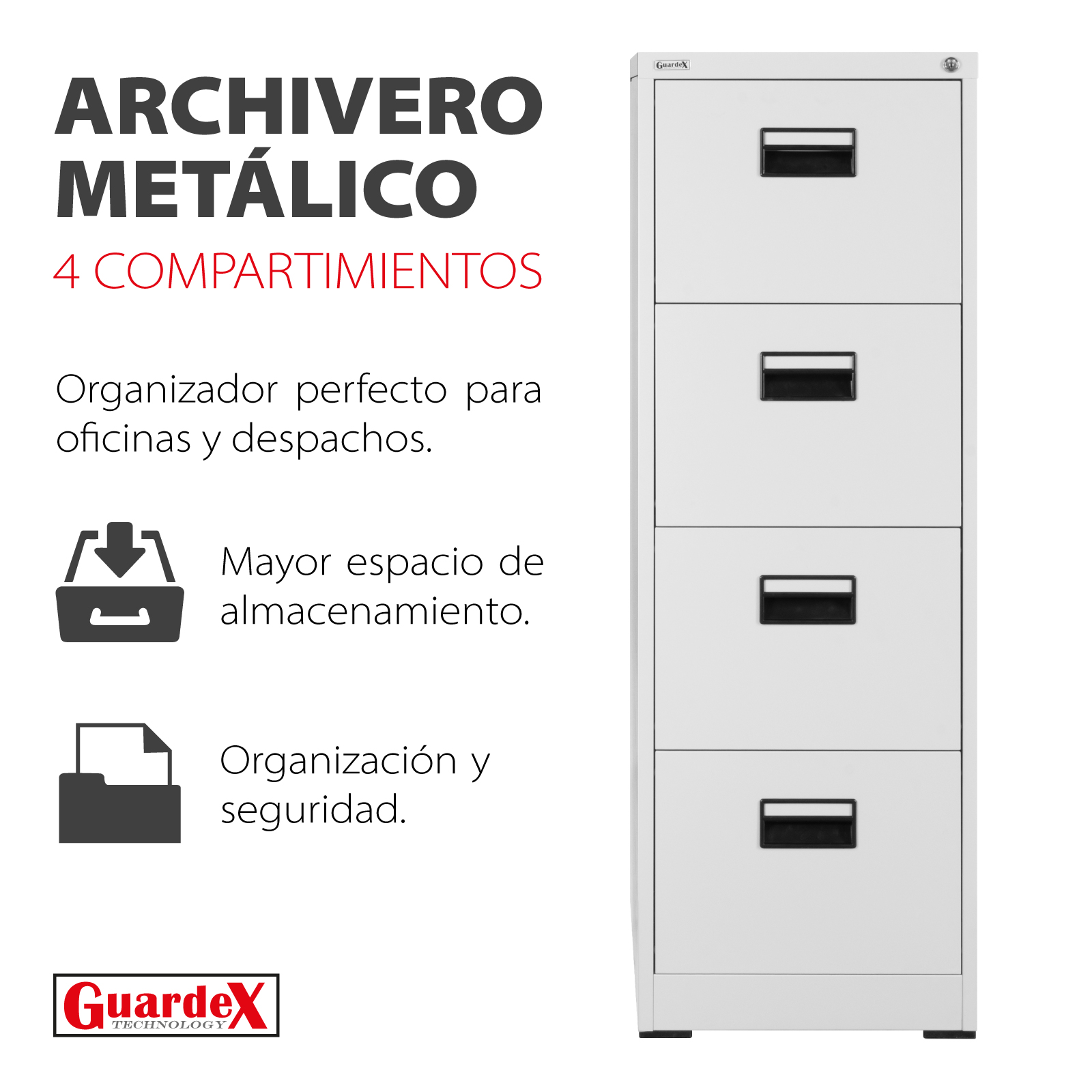 Foto 3 | Archivero Metálico Vertical Guardex LFC24 color Gris Claro