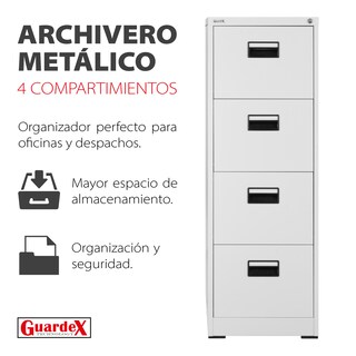Foto 3 | Archivero Metálico Vertical Guardex LFC24 color Gris Claro