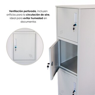 Foto 6 | Casillero Locker De 4 Espacios Gris
