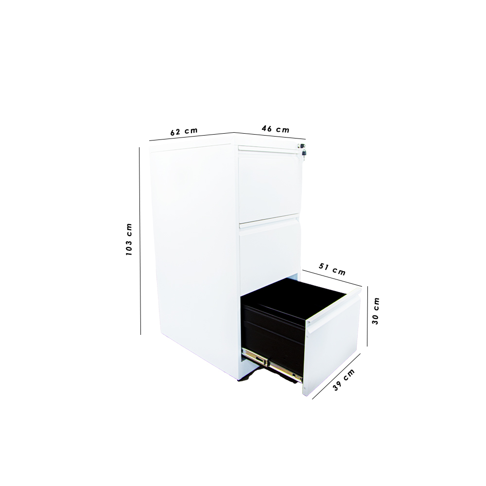 Foto 2 | Archivero Metalico De 3 Cajones Blanco
