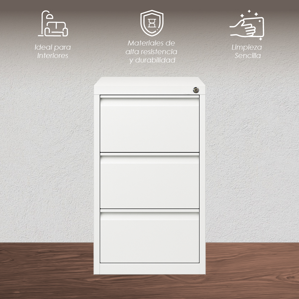 Foto 3 | Archivero Metalico De 3 Cajones Blanco