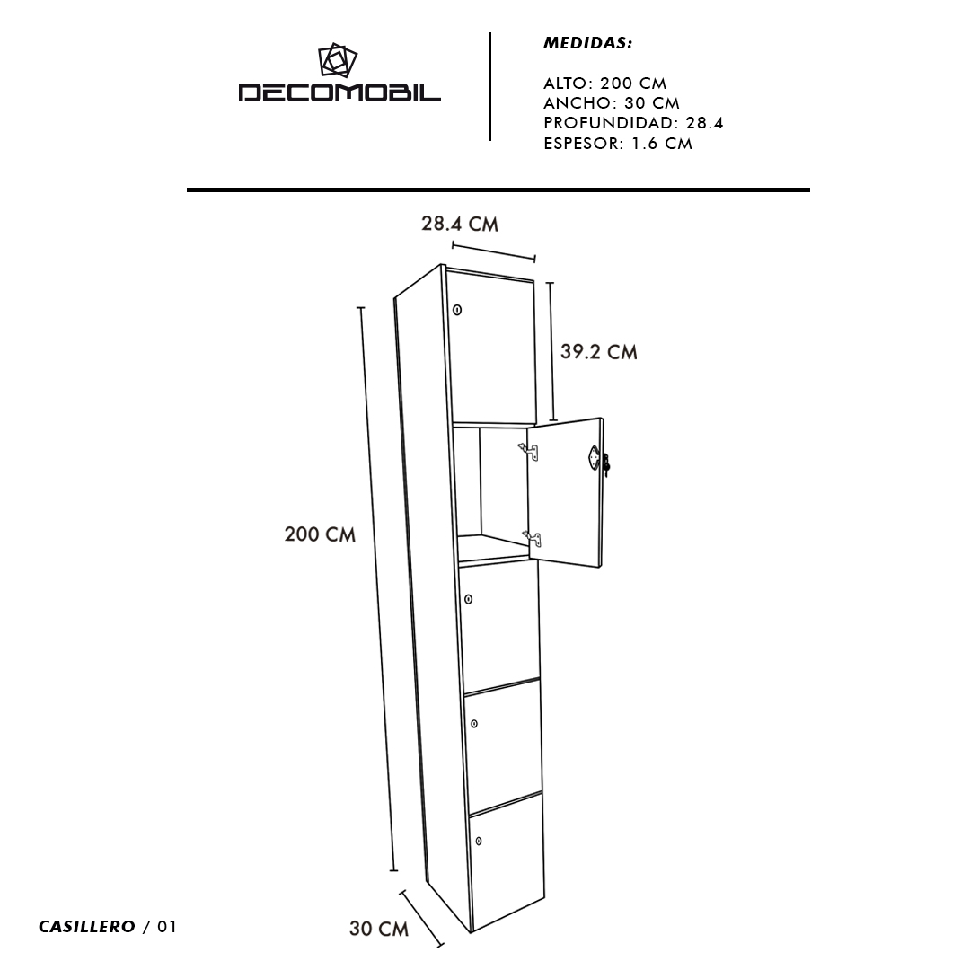 Foto 5 pulgar | Casillero Locker 5 Puertas Minimalista Mdf