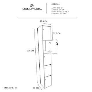 Foto 4 | Casillero Locker 5 Puertas Minimalista Mdf