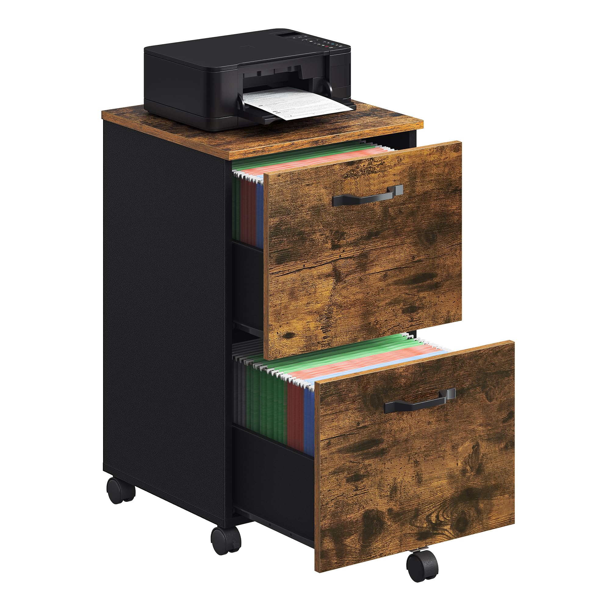 Archivador Vasagle Con 2 Cajones Para El Hogar Y La Oficina, Color Marrón Rústico - Venta Internacional.