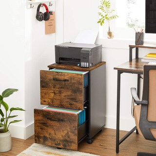 Foto 3 | Archivador Vasagle Con 2 Cajones Para El Hogar Y La Oficina, Color Marrón Rústico - Venta Internacional.