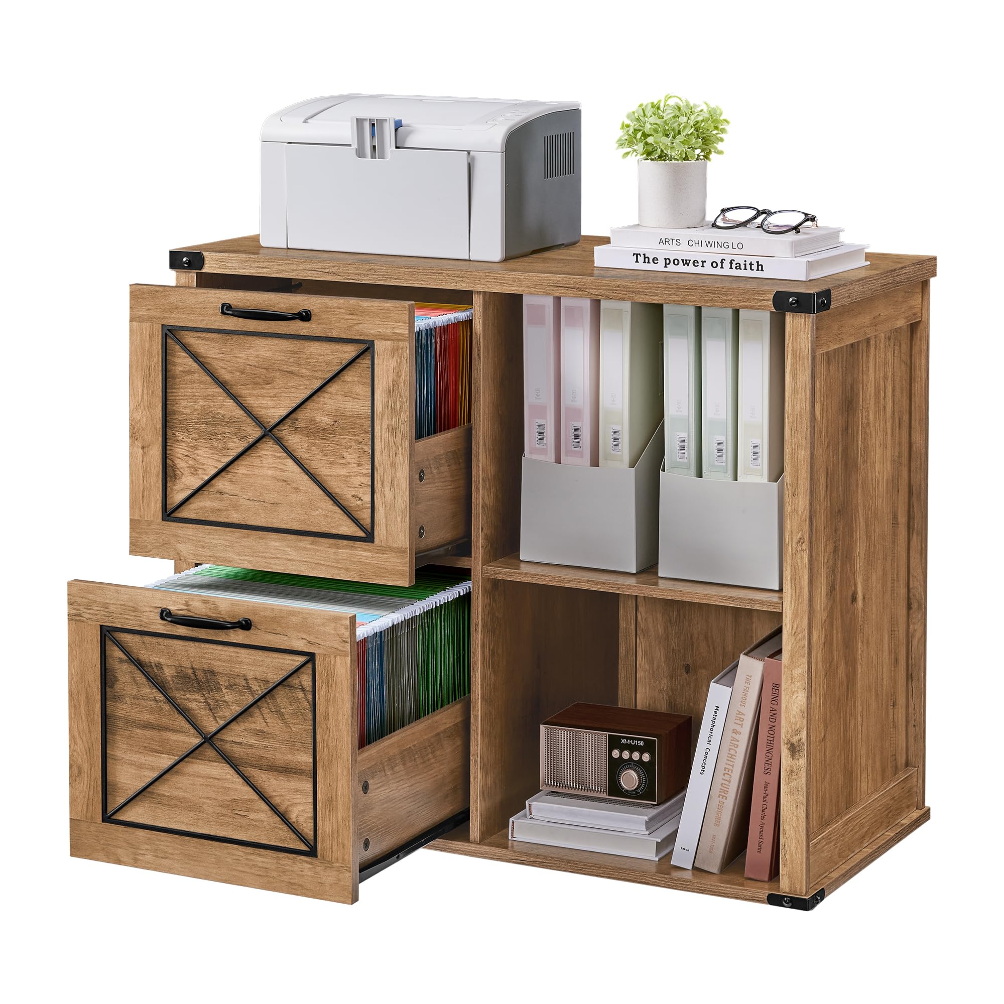 Archivador Lateral Vasagle Con 2 Cajones Marrón Miel Uofc049t41 - Venta Internacional.