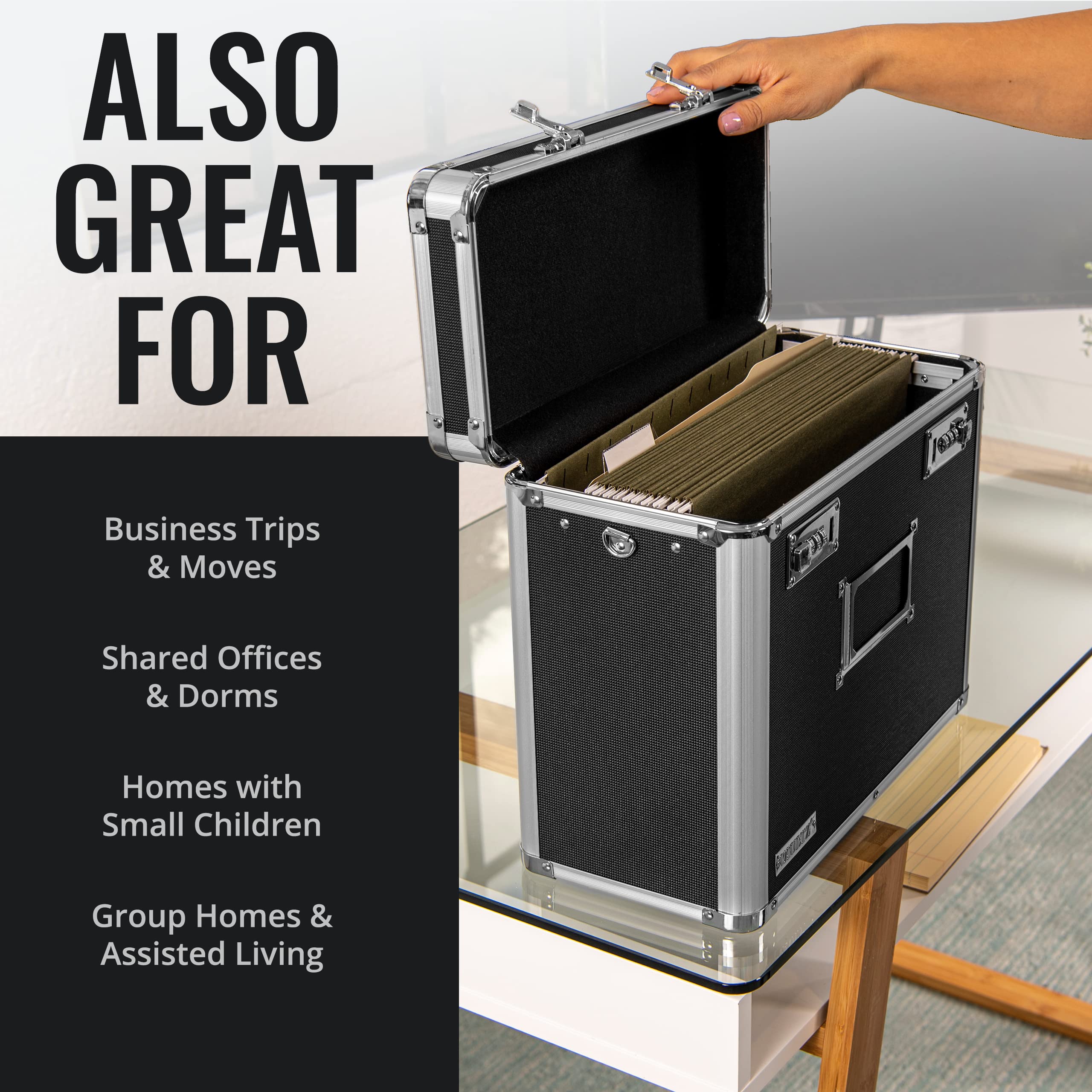 Foto 7 | Caja Organizadora De Archivos, Tamaño Carta, Tamaño Carta, Con Candado, Negra - Venta Internacional.